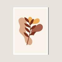 Aesthetic Leaf with Abstract Shape , Boho , Canvas , decoration vector