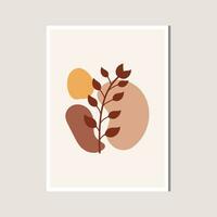 Aesthetic Leaf with Abstract Shape , Boho , Canvas , decoration vector