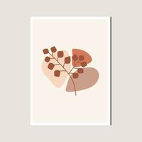 Aesthetic Leaf with Abstract Shape , Boho , Canvas , decoration vector