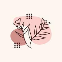 Aesthetic Plant Flower Line Art Illustration Free Vector Element Template