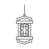 Islamic Lantern Line Outline Vector , Modern Lantern for Decoration Celebration .