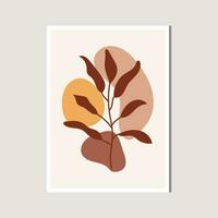 Aesthetic Leaf with Abstract Shape , Boho , Canvas , decoration vector