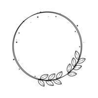 Circle Floral Frame Line Art Illustration Free Vector Element