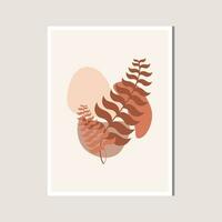 Aesthetic Leaf with Abstract Shape , Boho , Canvas , decoration vector