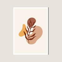 Aesthetic Leaf with Abstract Shape , Boho , Canvas , decoration vector