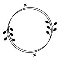 Circle Floral Frame Line Art Illustration Free Vector Element