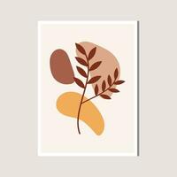 Aesthetic Leaf with Abstract Shape , Boho , Canvas , decoration vector