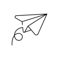 papel avión línea vector elemento , símbolo y icono contorno .