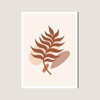 Aesthetic Leaf with Abstract Shape , Boho , Canvas , decoration vector