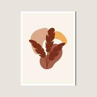 Aesthetic Leaf with Abstract Shape , Boho , Canvas , decoration vector