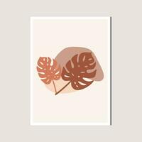 Aesthetic Leaf with Abstract Shape , Boho , Canvas , decoration vector