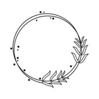 Circle Floral Frame Line Art Illustration Free Vector Element