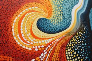 abstract colorful background with a pattern of circles in the shape of a heart, An abstract form captured in a pointillism style, AI Generated photo