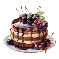 Chocolate cake illustration, AI Generated png