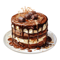 Chocolate cake illustration, AI Generated png