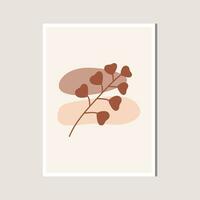 Aesthetic Leaf with Abstract Shape , Boho , Canvas , decoration vector