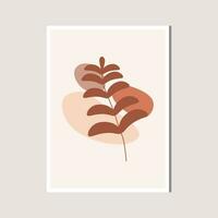 Aesthetic Leaf with Abstract Shape , Boho , Canvas , decoration vector