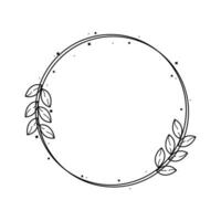 Circle Floral Frame Line Art Illustration Free Vector Element