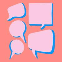 Collection Set of Blank Speech Bubble Text Chat with Different Shape on Pink Background. Flat Vector Illustration.