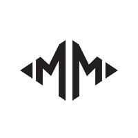 Logo M Rhombus Extended Monogram 2 Letters Alphabet Font Logo Logotype Embroidery vector