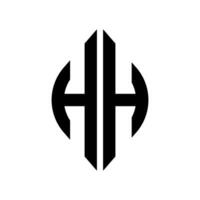 Logo H Curve Rhombus Extended Monogram 2 Letters Alphabet Font Logo Logotype Embroidery vector