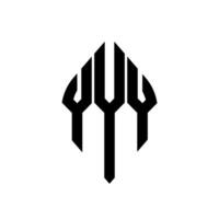 logo y curva rombo extendido monograma 3 letras alfabeto fuente logo logotipo bordado vector