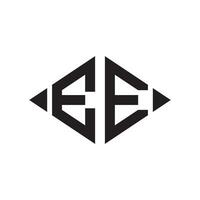 Logo E Rhombus Extended Monogram 2 Letters Alphabet Font Logo Logotype Embroidery vector