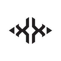 logo X rombo extendido monograma 2 letras alfabeto fuente logo logotipo bordado vector