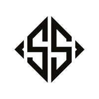 Logo S. Rhombus Monogram 2 Letters Alphabet Font Logo Logotype Embroidery vector