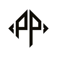Logo P. Rhombus Monogram 2 Letters Alphabet Font Logo Logotype Embroidery vector