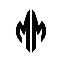 Logo M Curve Rhombus Extended Monogram 2 Letters Alphabet Font Logo Logotype Embroidery vector