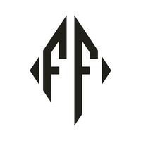 logo F condensado rombo monograma 2 letras alfabeto fuente logo logotipo bordado vector
