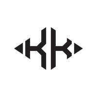 logo k rombo extendido monograma 2 letras alfabeto fuente logo logotipo bordado vector