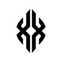 logo X curva rombo extendido monograma 2 letras alfabeto fuente logo logotipo bordado vector