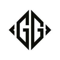 Logo G. Rhombus Monogram 2 Letters Alphabet Font Logo Logotype Embroidery vector