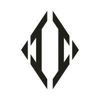 Logo I Condensed Rhombus Monogram 2 Letters Alphabet Font Logo Logotype Embroidery vector