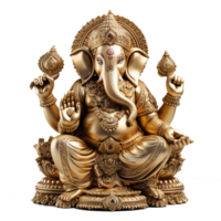 luxe gouden ganesha god - goddelijk Hindoe godheid standbeeld symboliseert spiritualiteit, icoon van geloof en aanbidding, ai generatief png