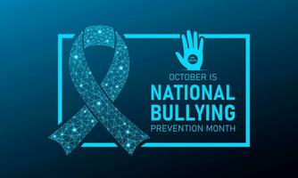 National bullying prevention month is observed every year in october. October is national bully awareness month. Vector template for banner, greeting card, poster with background. Vector illustration.