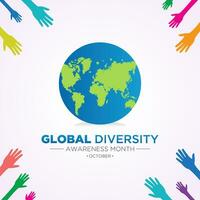 Global Diversity Awareness Month is observed every year in october. October is Global Diversity Awareness Month. Holiday concept for banner, greeting card, poster with background. vector