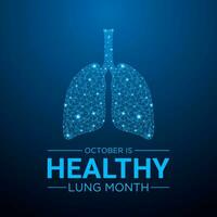 Healthy lung month is observed every year in october. Vector illustration on the theme of Healthy lung month banner, greeting card, poster with healthy lungs.