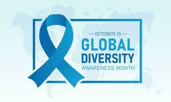 Global Diversity Awareness Month is observed every year in october. October is Global Diversity Awareness Month. Holiday concept for banner, greeting card, poster with background. vector