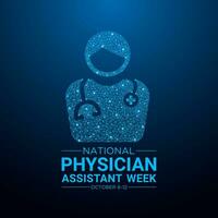 nacional médico asistente semana es celebrado cada año en octubre 6-12. vector modelo para bandera, saludo tarjeta, póster con antecedentes. vector ilustración.