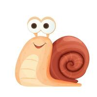 Snail funny cheerful and sad character with shell in cartoon style isolated on white background. Cute character, emotion. Character slug. Vector illustration