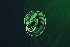 verde víbora serpiente cabeza logo juego de azar mascota con amenazador expresión vector