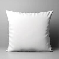 AI generative white square pillow on flat background photo