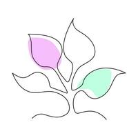 Single line flower plant abstract logo symbol vector icon illustration design