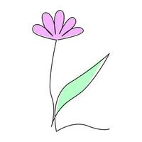 Single line flower plant abstract logo symbol vector icon illustration design