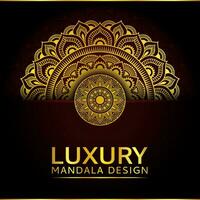 Luxury mandala background design with golden colour decorative element vector