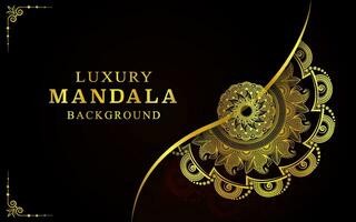 Luxury mandala background design with golden colour decorative element vector