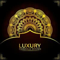 Luxury mandala background design with golden colour decorative element vector